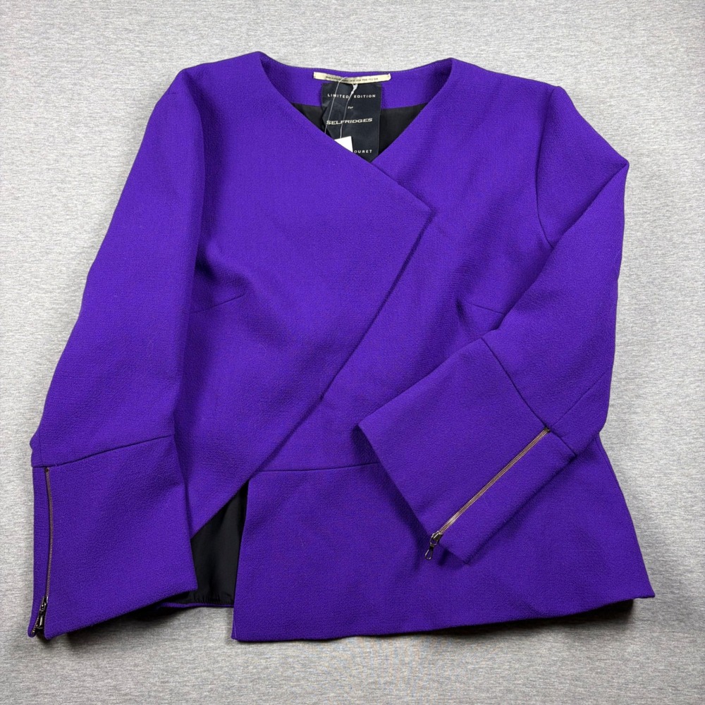 Roland Mouret Jacket US 14 Purple Asymmetric Zip Limited Edition Selfridges